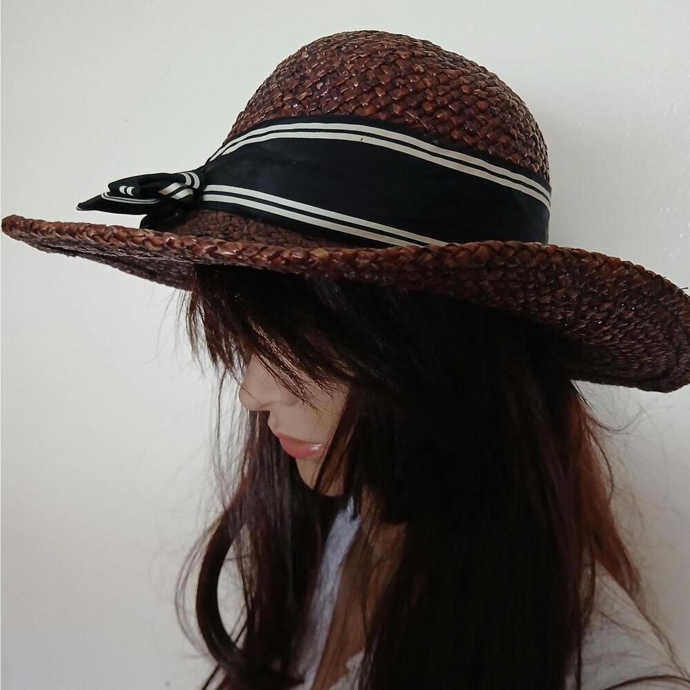 Vintage 50s/60s wide brim brown sun hat